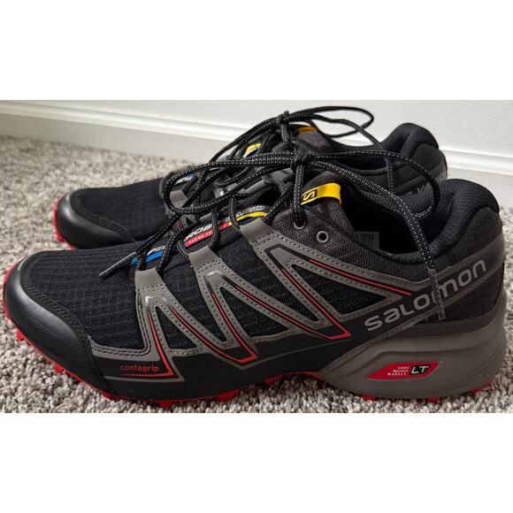 Salomon Speedcross vario black trail running shoes men\'s size 12.5 main image 4